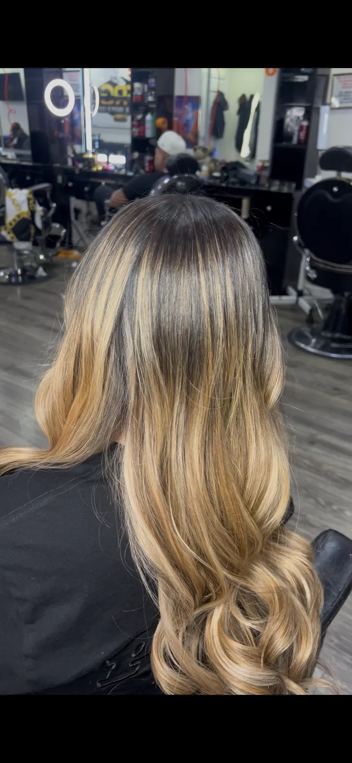 Balayage blonde ombre styled at F.R.G. No. 4